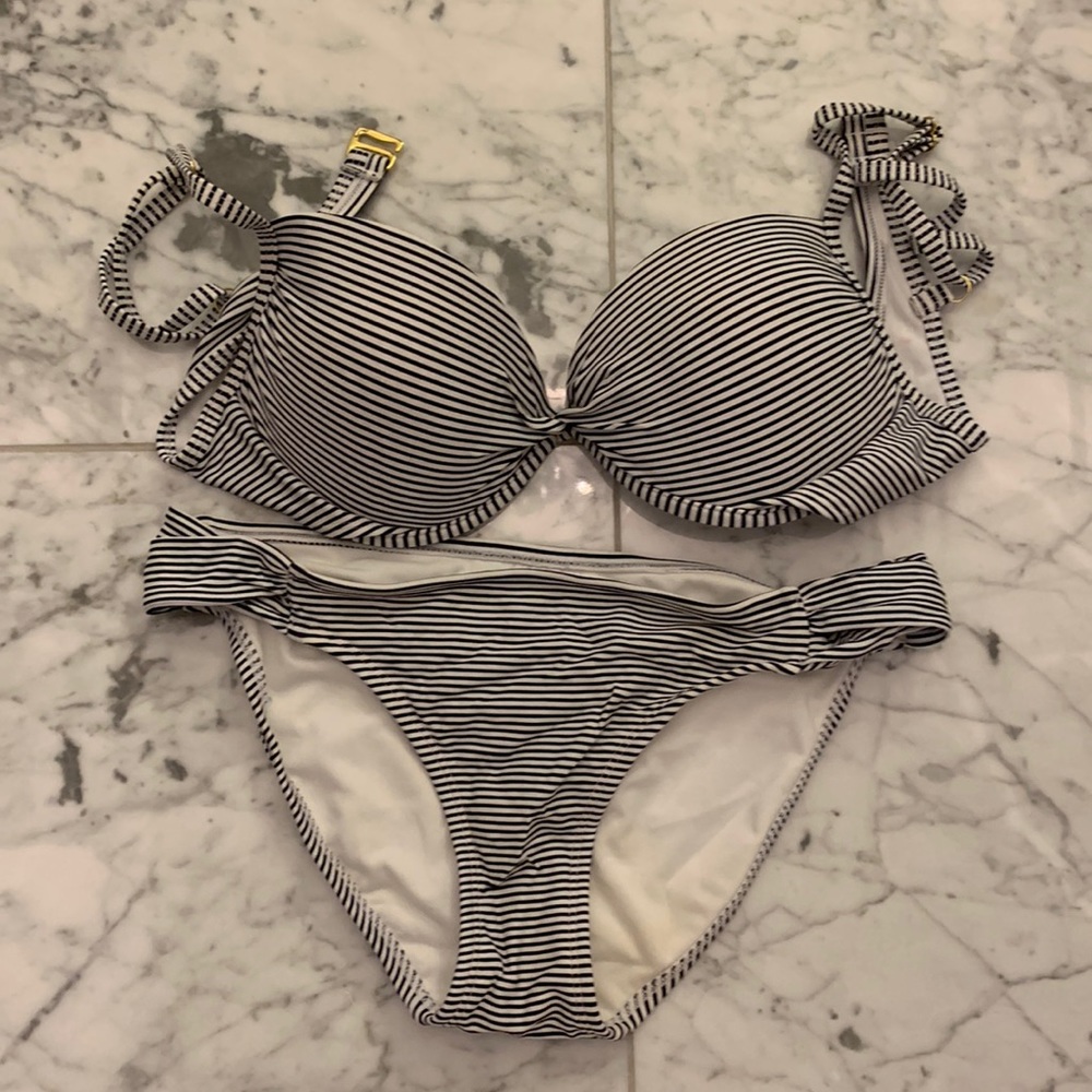 Navy and white stripe bikini.